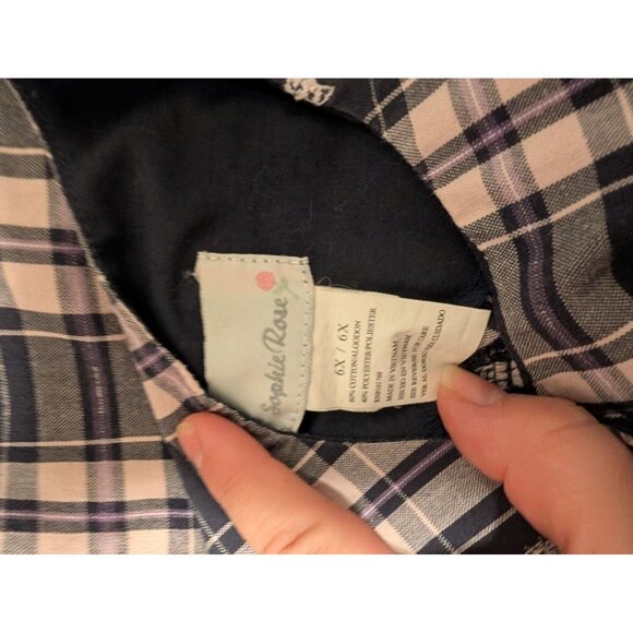 Sophie Rose Girls 6X Embroidered Plaid Cat Dress - Picture 4 of 4